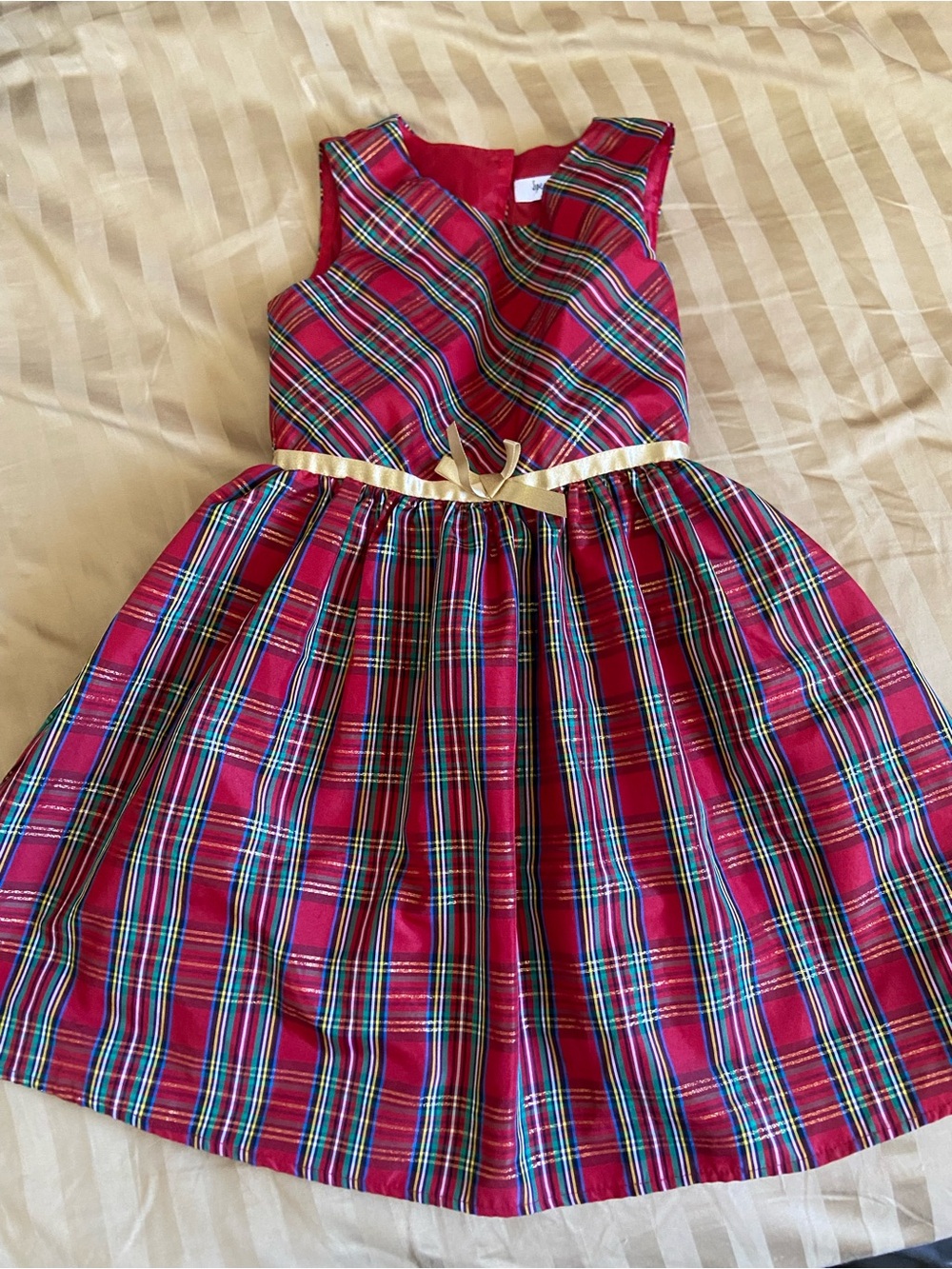 Speechless Kids Red Plaid Dress with Gold Accent